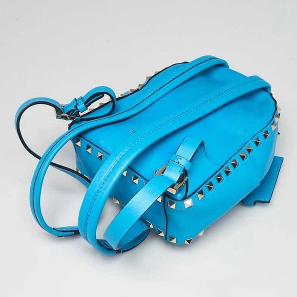 Valentino Bright Blue Smooth Leather Rockstud Mini Backpack Bag - Picture 4 of 10